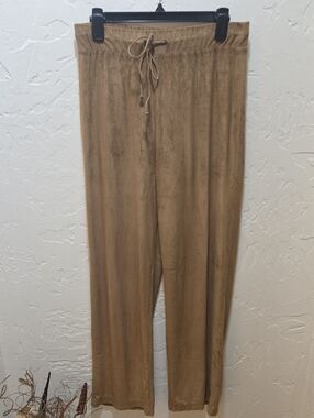 Casual Corner Women's Velour Drawstring Trousers in Camel Brown